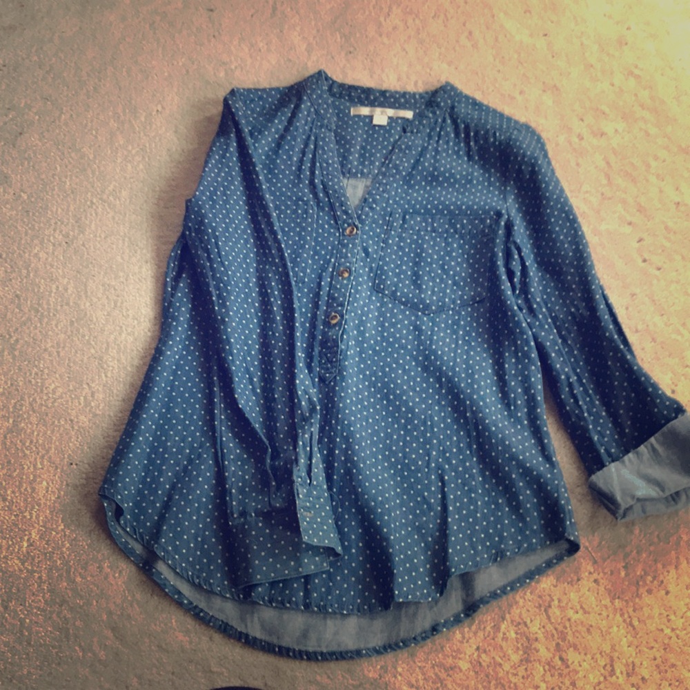 Polka dot jean top
